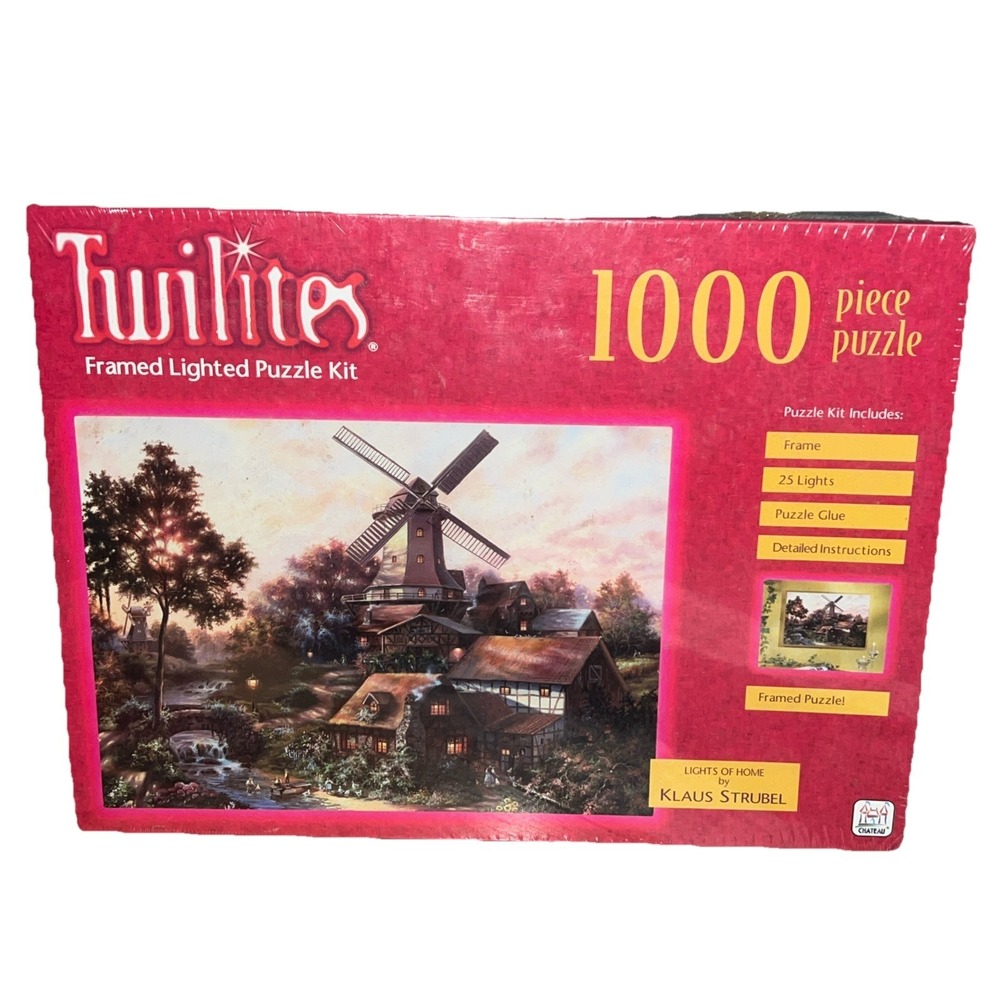 Vintage 2000 Twilites‎ 1000 Piece Framed Lighted Puzzle Kit Lights of Home New
